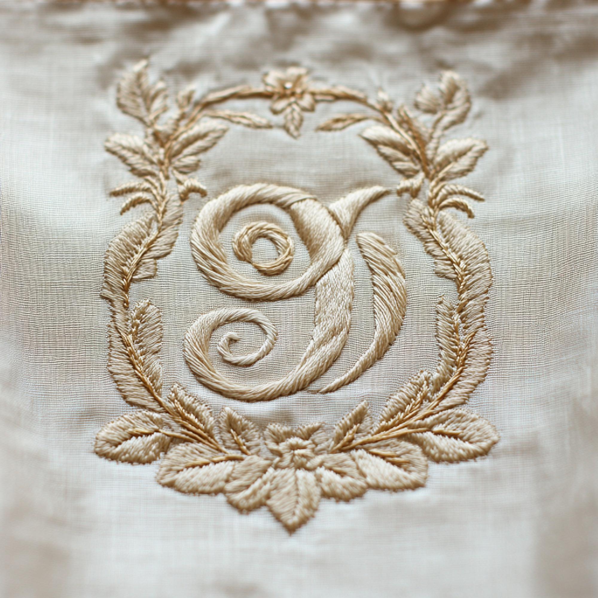 Embroidered monogram on luxury linen